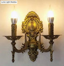 Antique gold retro european wall light bedroom ornate sconce