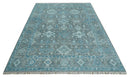 Antique Turkish  Gray and Blue Hand Knotted 8x10 Wool Area Rug