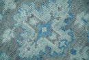 Antique Turkish  Gray and Blue Hand Knotted 8x10 Wool Area Rug