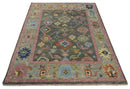 Gray and Pink 5x8, 6x9, 8x10, 9x12, 10x14 and 12x15 Wool Traditional Persian Silver Hand knotted Oushak Area Rug
