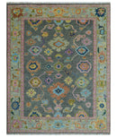 Gray and Pink 5x8, 6x9, 8x10, 9x12, 10x14 and 12x15 Wool Traditional Persian Silver Hand knotted Oushak Area Rug