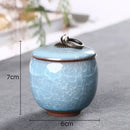 Antique green ice cracked texture tea caddy kitchen storage jar