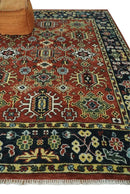 Antique Hand Knotted Rust and Black Traditional Persian Custom Made Wool Area Rug