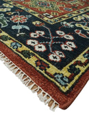 Antique Hand Knotted Rust and Black Traditional Persian Custom Made Wool Area Rug