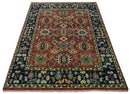 Antique Hand Knotted Rust and Black Traditional Persian Custom Made Wool Area Rug