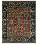 Antique Hand Knotted Rust and Black Traditional Persian Custom Made Wool Area Rug