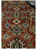 Antique Hand Knotted Rust and Black Traditional Persian Custom Made Wool Area Rug