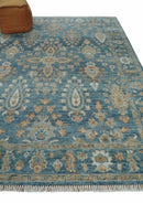 Antique Hand Knotted 8x10 Blue, Beige and Rust Traditional Oushak Wool Rug | TRD2782810S
