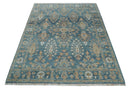 Antique Hand Knotted 8x10 Blue, Beige and Rust Traditional Oushak Wool Rug | TRD2782810S