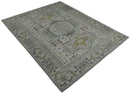 Distressed Traditional Turkish Hand Knotted Gray Custom Made wool Area Rug