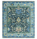 Antique Hand Knotted Green Moss and Blue Traditional Turkish Vintage Oushak Custom Made Wool Area Rug