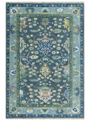 Antique Hand Knotted Green Moss and Blue Traditional Turkish Vintage Oushak Custom Made Wool Area Rug