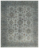 Distressed Hand Knotted Traditional  Silver and Rust Custom Made Wool Area Rug
