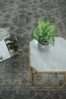 Distressed Hand Knotted Traditional  Silver and Rust Custom Made Wool Area Rug