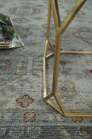 Distressed Hand Knotted Traditional  Silver and Rust Custom Made Wool Area Rug