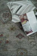 Distressed Hand Knotted Traditional  Silver and Rust Custom Made Wool Area Rug