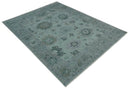 Antique look Bluish Gray Hand knotted Traditional Oushak Multi Size wool area Rug