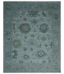 Antique look Bluish Gray Hand knotted Traditional Oushak Multi Size wool area Rug