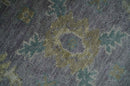 Antique look Charcoal and Olive Hand Knotted 9x12 Traditional Oushak Wool Area Rug