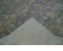 Antique look Charcoal and Olive Hand Knotted 9x12 Traditional Oushak Wool Area Rug