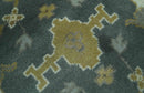 Antique look Charcoal, Ivory and Olive 6x9 Hand Knotted Traditional Oriental Oushak wool rug