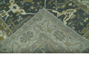 Antique look Charcoal, Ivory and Olive 6x9 Hand Knotted Traditional Oriental Oushak wool rug