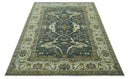 Antique look Charcoal, Ivory and Olive 6x9 Hand Knotted Traditional Oriental Oushak wool rug