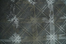 Antique look Charcoal, Ivory and Olive Geometrical Stripes Pattern Hand knotted 6x9 wool and Art Silk Area Rug