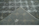 Antique look Charcoal, Ivory and Olive Geometrical Stripes Pattern Hand knotted 6x9 wool and Art Silk Area Rug