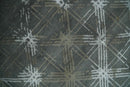 Antique look Charcoal, Ivory and Olive Geometrical Stripes Pattern Hand knotted 6x9 wool and Art Silk Area Rug
