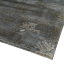 Antique look Gray and Ivory Geometrical Stripes Pattern Hand loom Viscose wool Area Rug