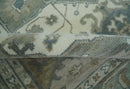 Antique look Gray, Ivory and Silver Hand knotted Traditional Heriz Medallion 8x10 wool Area Rug