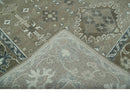Antique look Grayish-Green and Ivory Hand Knotted Traditional Heriz Custom Made wool Area Rug