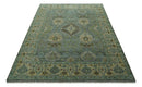 Antique look Green and Olive Hand Knotted Traditional Oushak 9x12 wool area rug