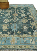 Antique look Green, Aqua and Beige Hand Knotted Traditional Oushak 8x10 wool area Rug