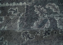 Antique Look Hand Knotted 8x10 Charcoal and Silver Traditional Low Pile Wool Area Rug