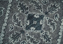 Antique Look Hand Knotted 8x10 Charcoal and Silver Traditional Low Pile Wool Area Rug