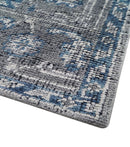 Antique Look Hand Knotted 8x10 Traditional Gray And Blue Wool Area Rug