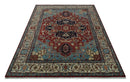 Antique look Rust, Aqua and Ivory Traditional Heriz 9x12 Hand Knotted wool area rug