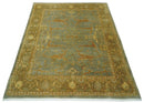 Antique Moss 8x10 Hand Knotted Gray and Brown Traditional Oushak Style Wool Rug