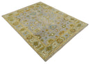 Antique Moss 8x10 Hand Knotted Silver and Green Traditional Persian Antique Wool Rug | TRDCP766810