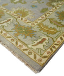 Antique Moss 8x10 Hand Knotted Silver and Green Traditional Persian Antique Wool Rug | TRDCP766810