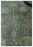 Antique Hand Knotted Gray and Beige Traditional Floral Vintage Wool Rug