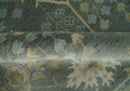 Antique Hand Knotted Gray and Beige Traditional Floral Vintage Wool Rug