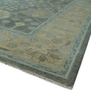 Antique Hand Knotted Gray and Beige Traditional Floral Vintage Wool Rug