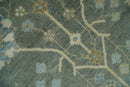 Antique Hand Knotted Gray and Beige Traditional Floral Vintage Wool Rug