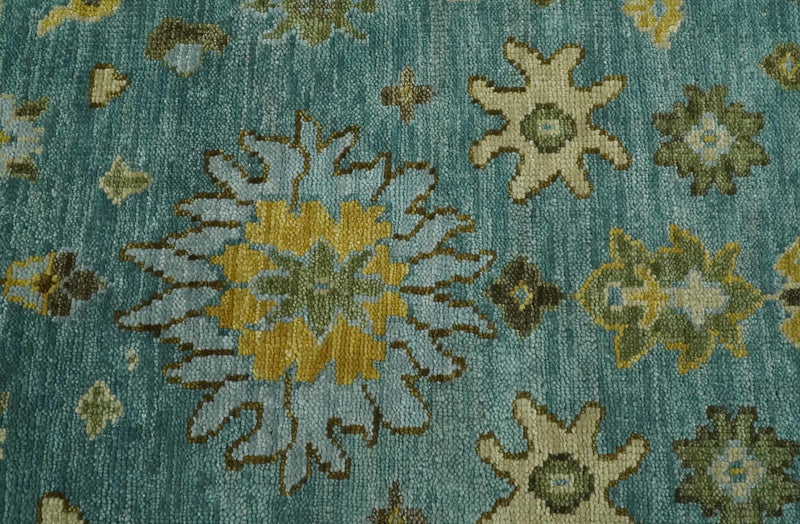 Antique Moss Green and Blue Wool Hand Knotted Traditional Oriental Oushak Multi size Wool Area Rug