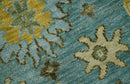 Antique Moss Green and Blue Wool Hand Knotted Traditional Oriental Oushak Wool Area Rug