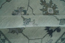 Antique Hand Knotted Beige and Silver Traditional Oushak wool Area Rug