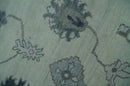 Antique multi size Hand Knotted Beige and Silver Traditional Floral Oushak wool Area Rug